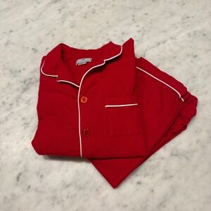 Petite Plume Kids Red Classic Cotton Blend Pajama Set Size 10 White Piping